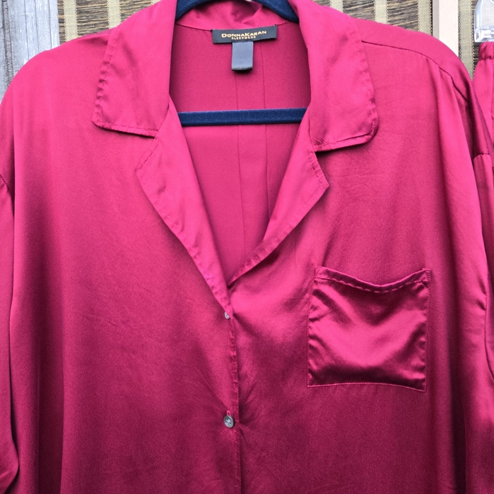 Donna Karan Silk PJ's Burgundy M - Picture 3 of 9